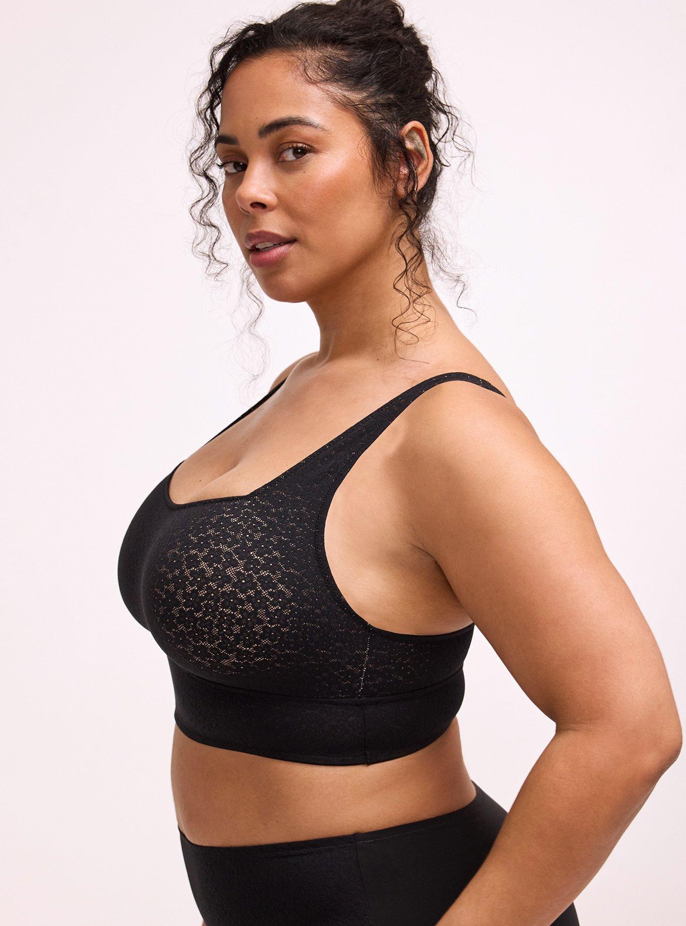 Plus Size Lila Unlined Square Neck Bralette, RICH BLACK, alternate