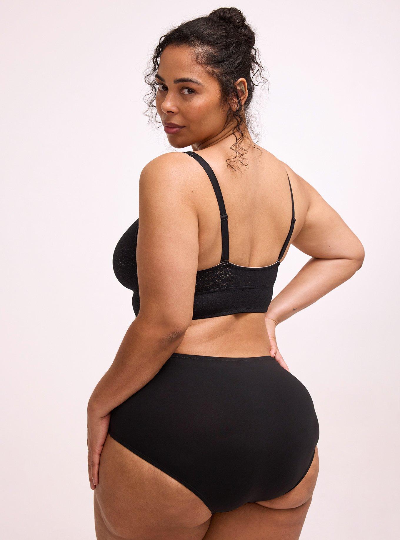 Plus Size Lila Unlined Square Neck Bralette, RICH BLACK, alternate