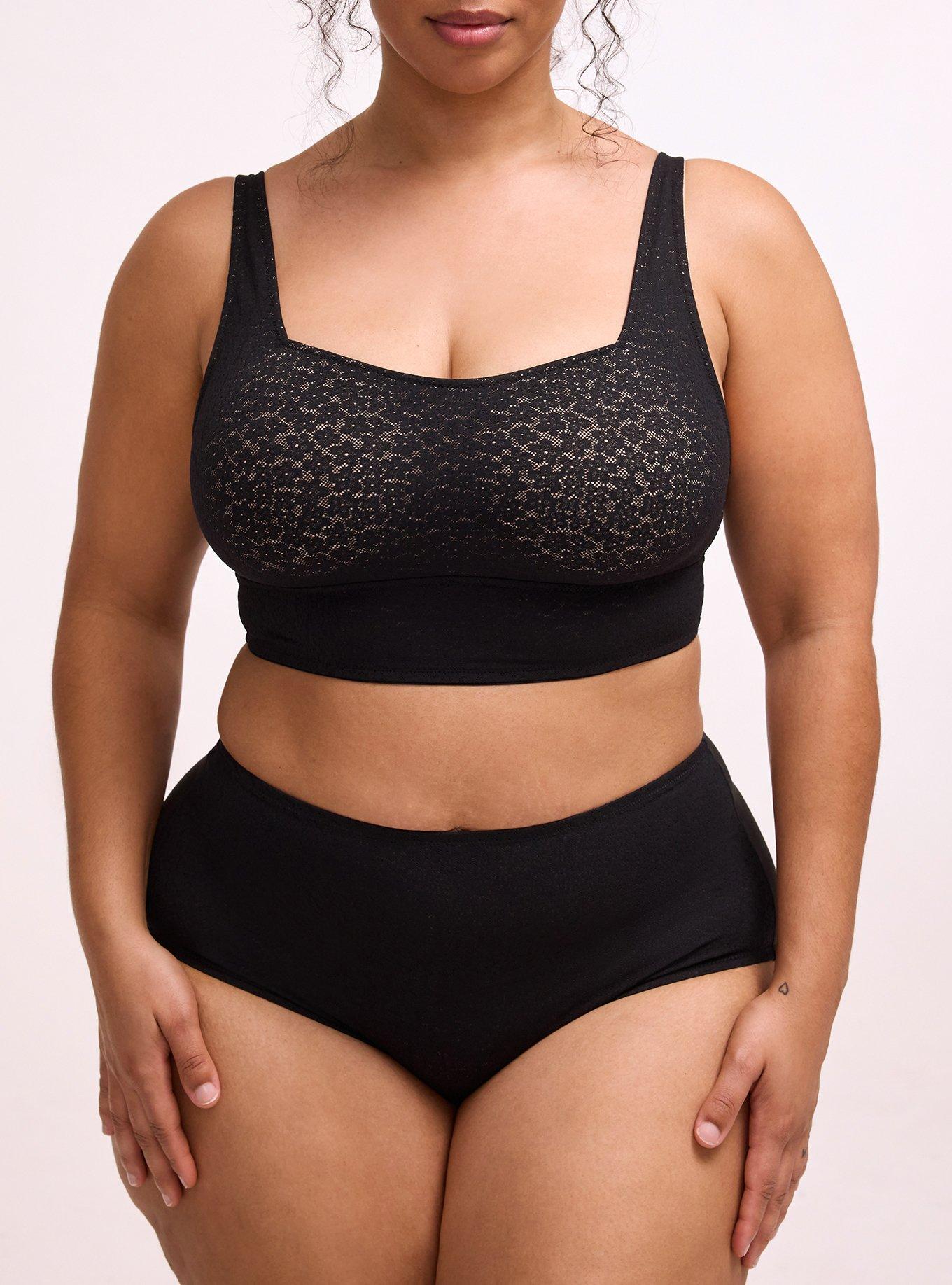 Plus Size Lila Unlined Square Neck Bralette, RICH BLACK, alternate