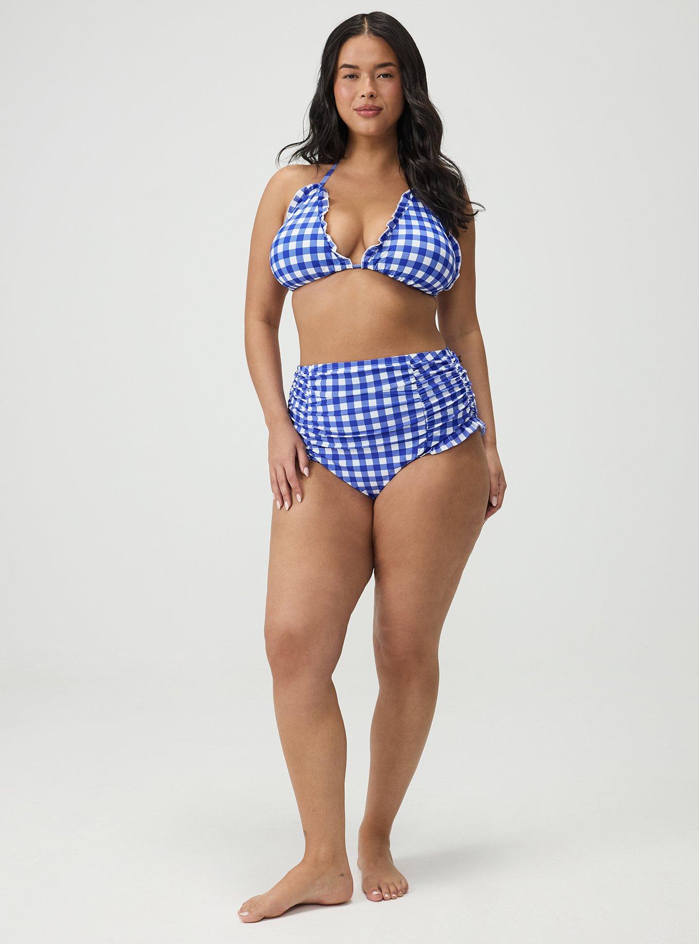 Ruffle Cheeky Swim Bottom, LOVELY GINGHAM BLUE, alternate