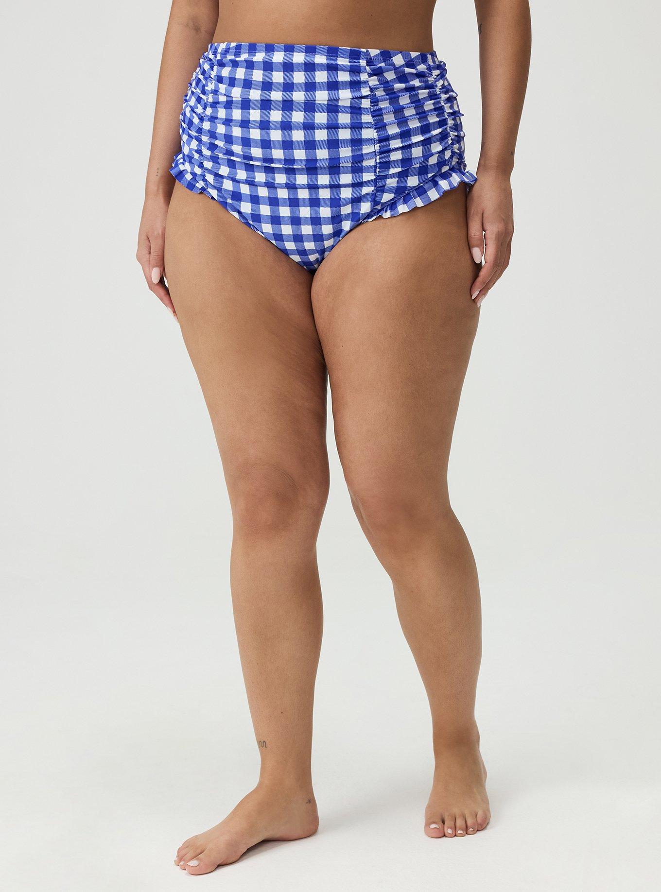 Ruffle Cheeky Swim Bottom, LOVELY GINGHAM BLUE, alternate