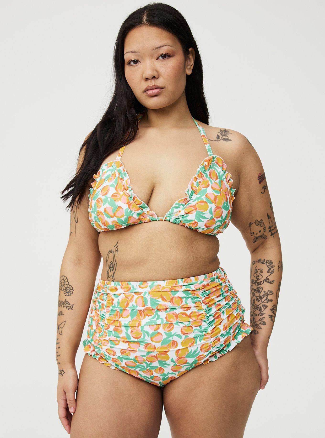 Ruffle Cheeky Swim Bottom, GEORGIA PEACHES WHITE, alternate