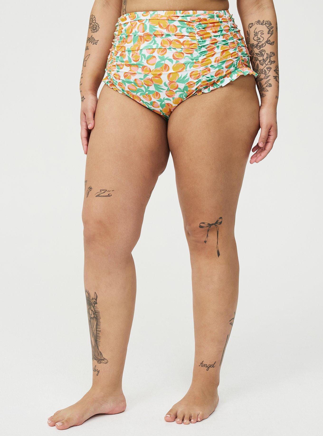 Ruffle Cheeky Swim Bottom, GEORGIA PEACHES WHITE, alternate