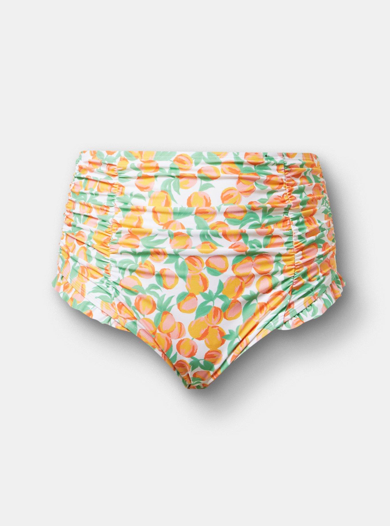 Ruffle Cheeky Swim Bottom, GEORGIA PEACHES WHITE, hi-res