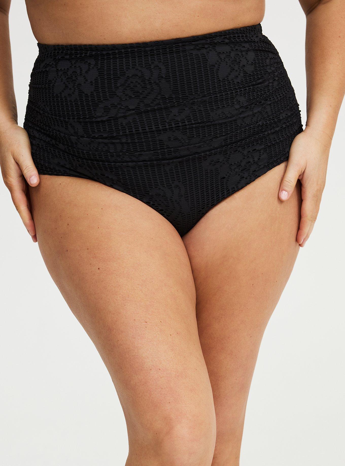 Crochet High-Rise Swim Bottom, DEEP BLACK, alternate