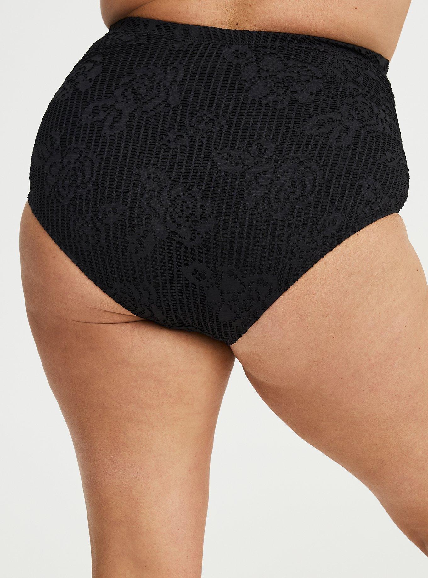 Crochet High-Rise Swim Bottom, DEEP BLACK, alternate