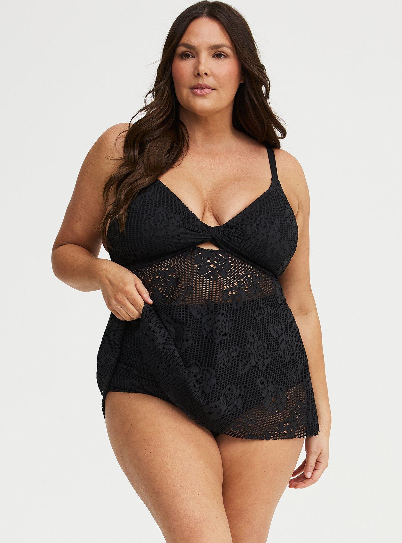 Crochet High-Rise Swim Bottom, DEEP BLACK, hi-res