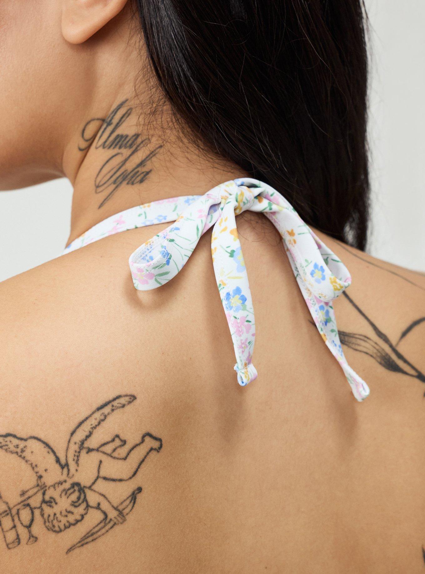 Ruffle String Bikini Top, SWEET FLORAL WHITE, alternate