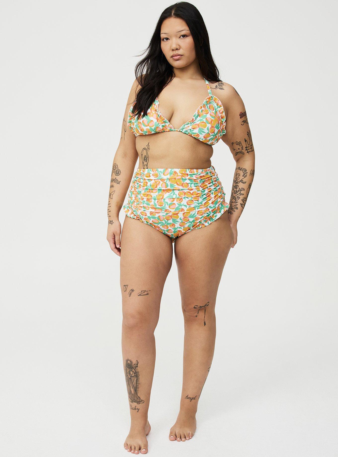 Ruffle String Bikini Top, GEORGIA PEACHES WHITE, alternate