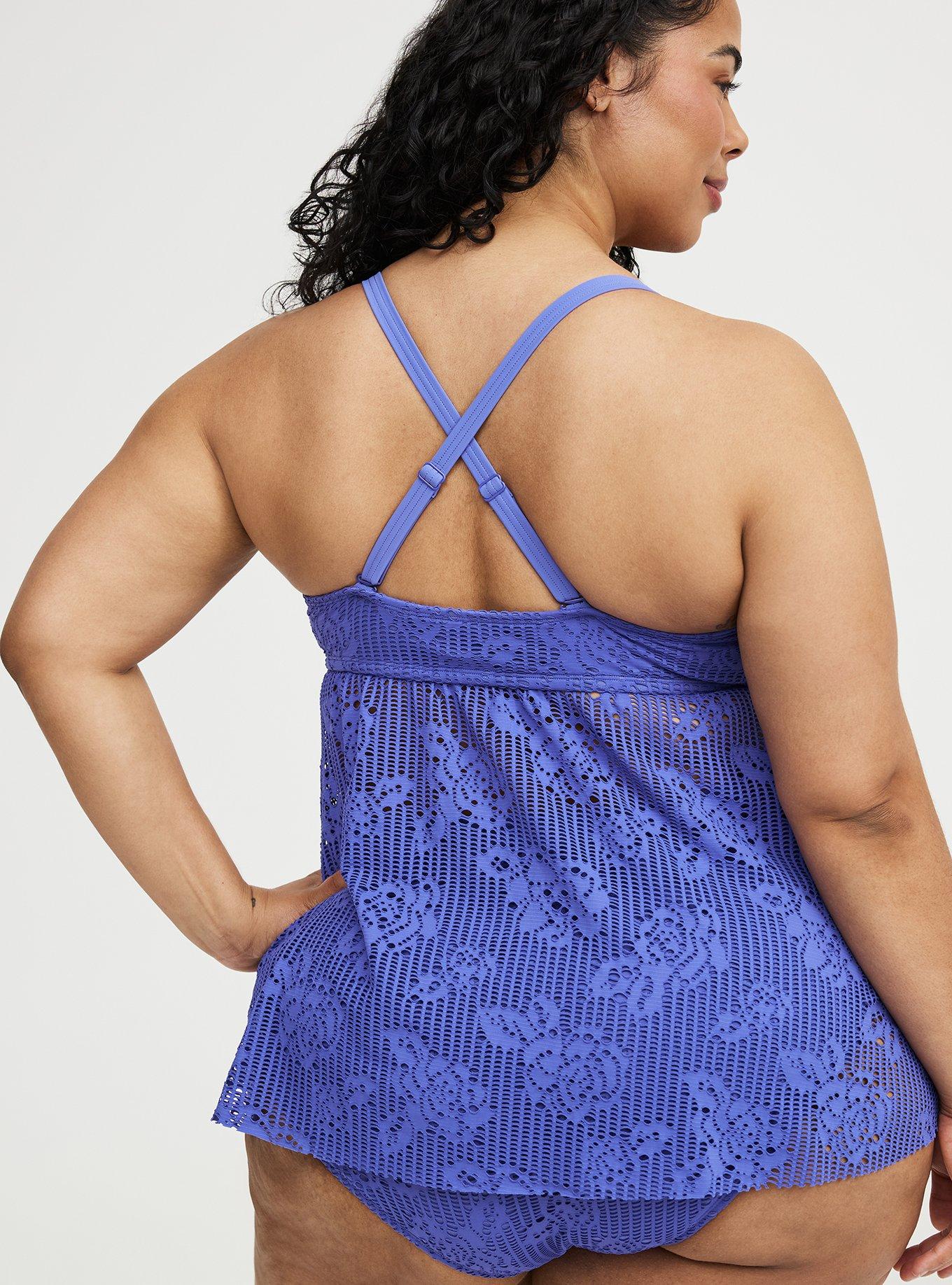 Crochet Twist Front Tankini, VIOLET STORM, alternate