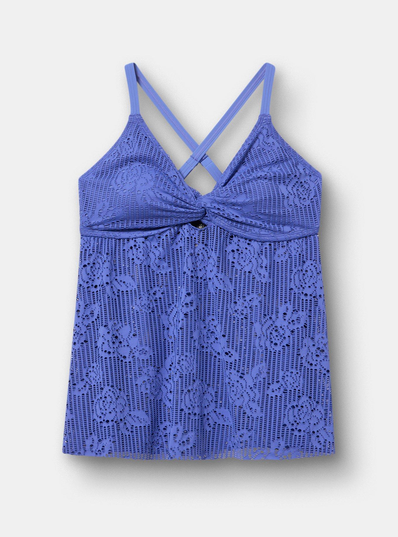 Crochet Twist Front Tankini, VIOLET STORM, hi-res