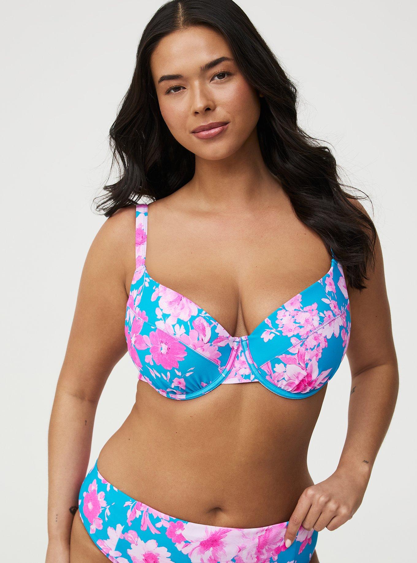Wired Bow Bikini Top, STEPH FLORAL BLUE, hi-res