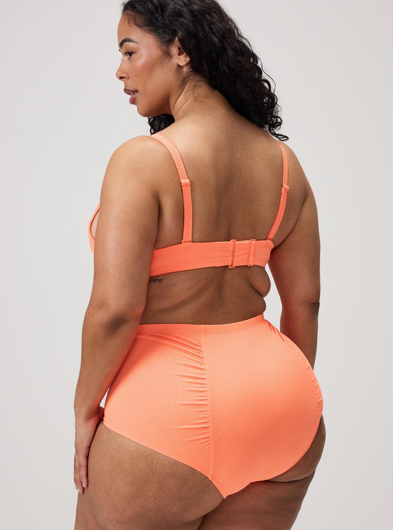 Rib Underwire Triangle Bikini Top, BRIGHT NEON ORANGE, alternate