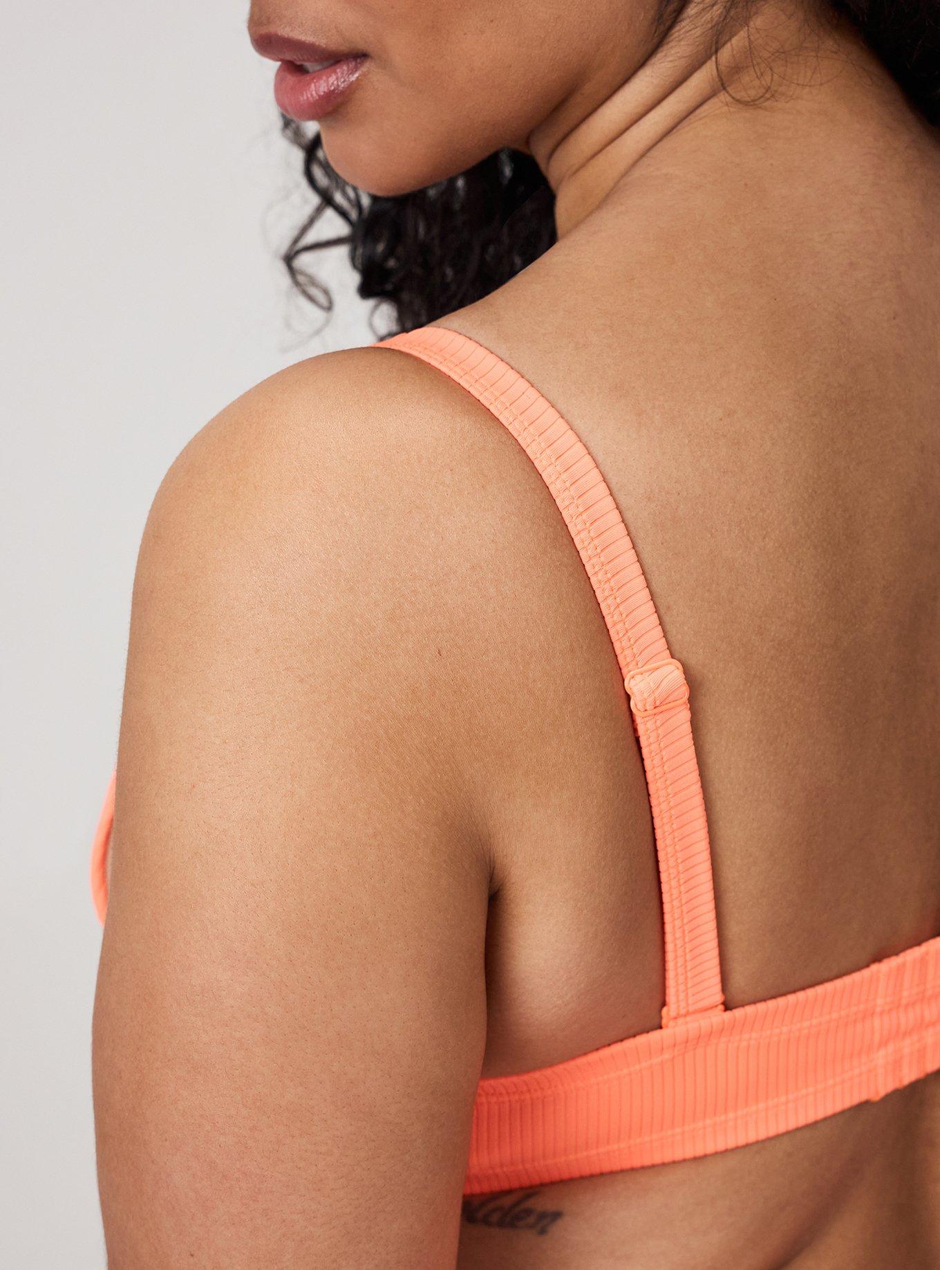 Rib Underwire Triangle Bikini Top, BRIGHT NEON ORANGE, alternate