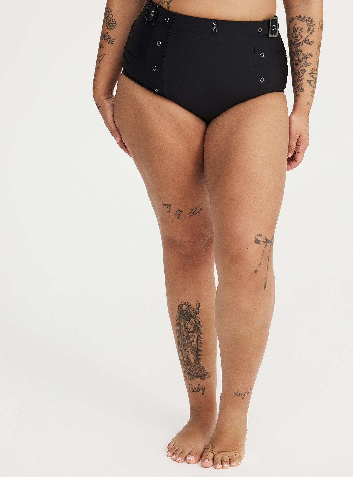 Nightfall Buckle Star Swim Bottom, DEEP BLACK, alternate