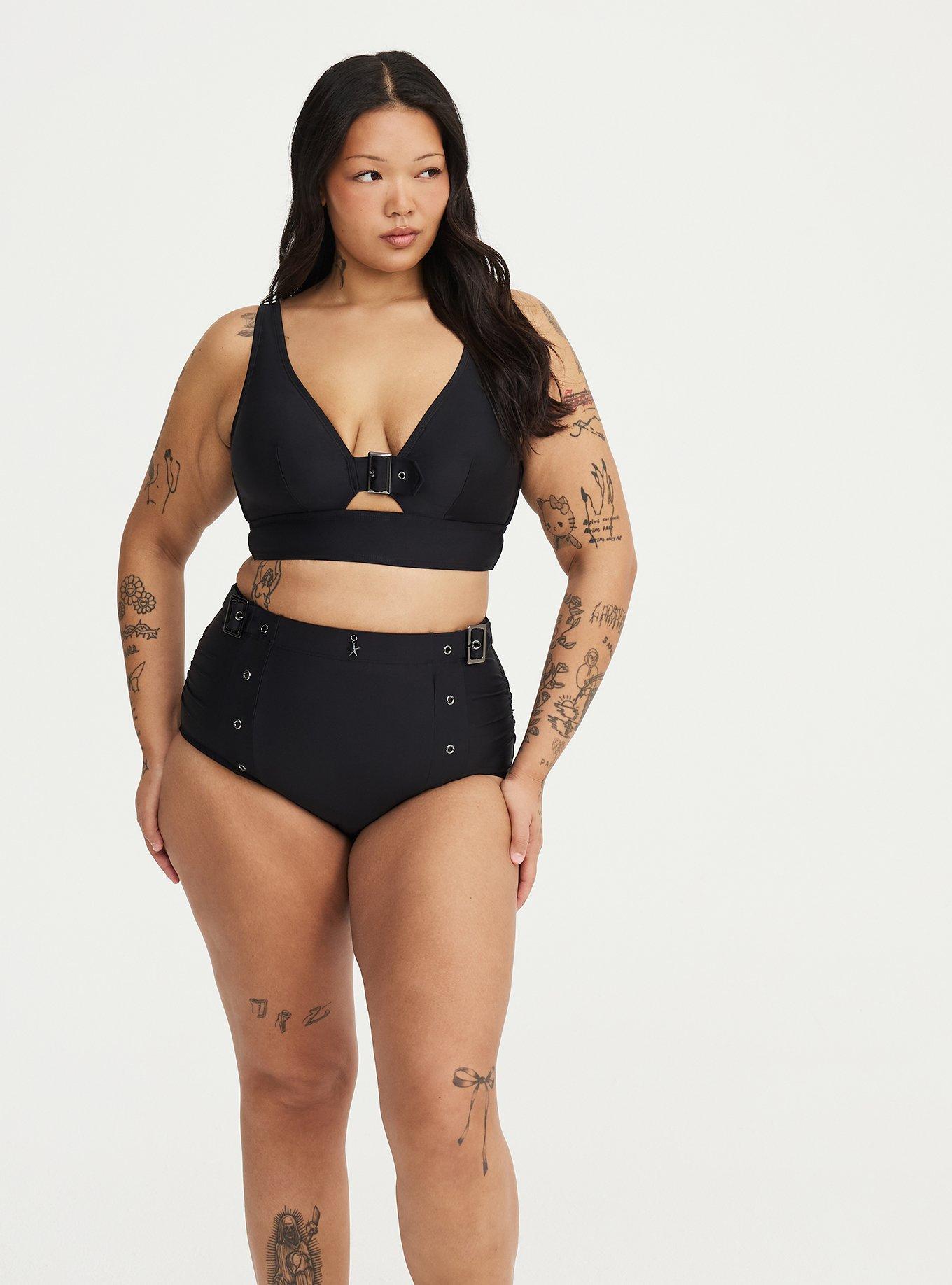 Nightfall Buckle Star Swim Bottom, DEEP BLACK, alternate