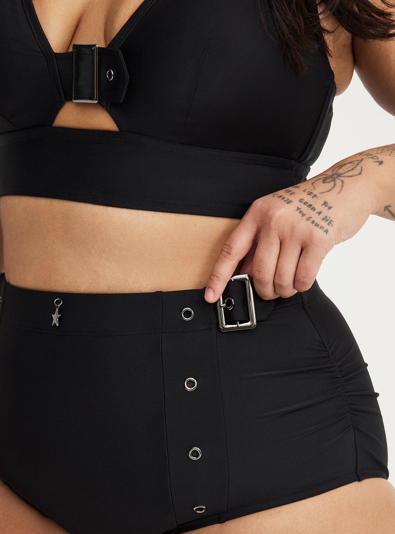 Nightfall Buckle Star Swim Bottom, DEEP BLACK, alternate