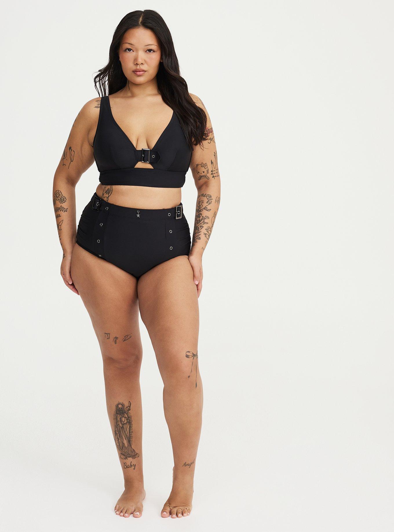 Nightfall Buckle Star Swim Bottom, DEEP BLACK, alternate