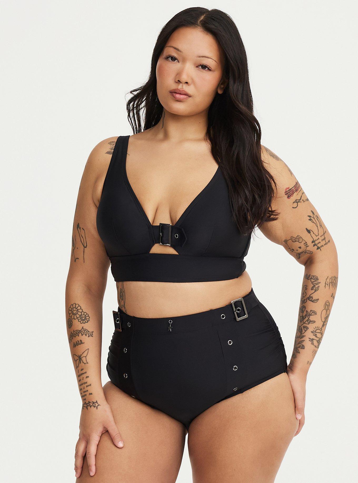 Nightfall Buckle Star Swim Bottom, DEEP BLACK, hi-res