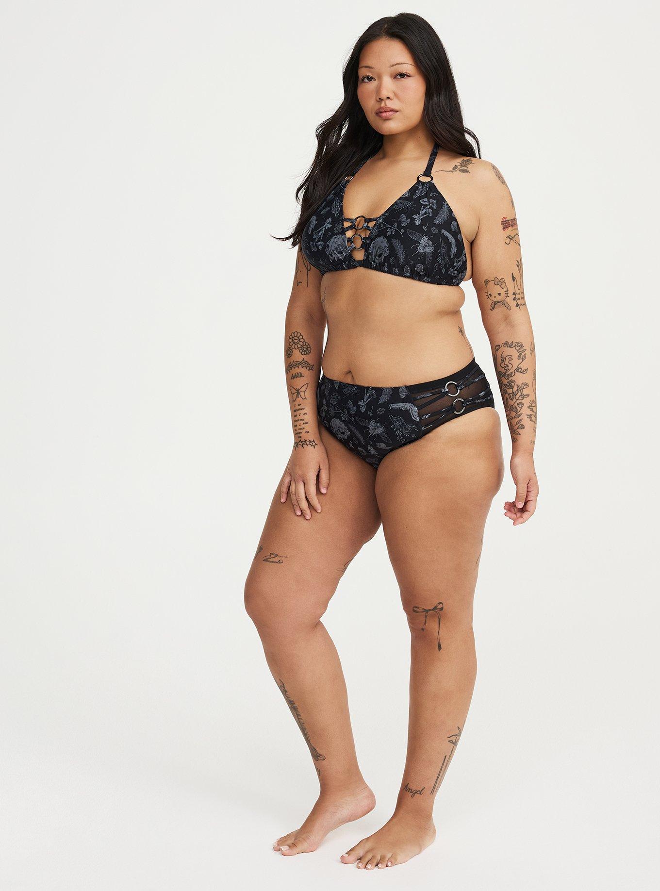 Nightfall Ring Cheeky Swim Bottom, REINCARNATE GARDEN BLACK, alternate