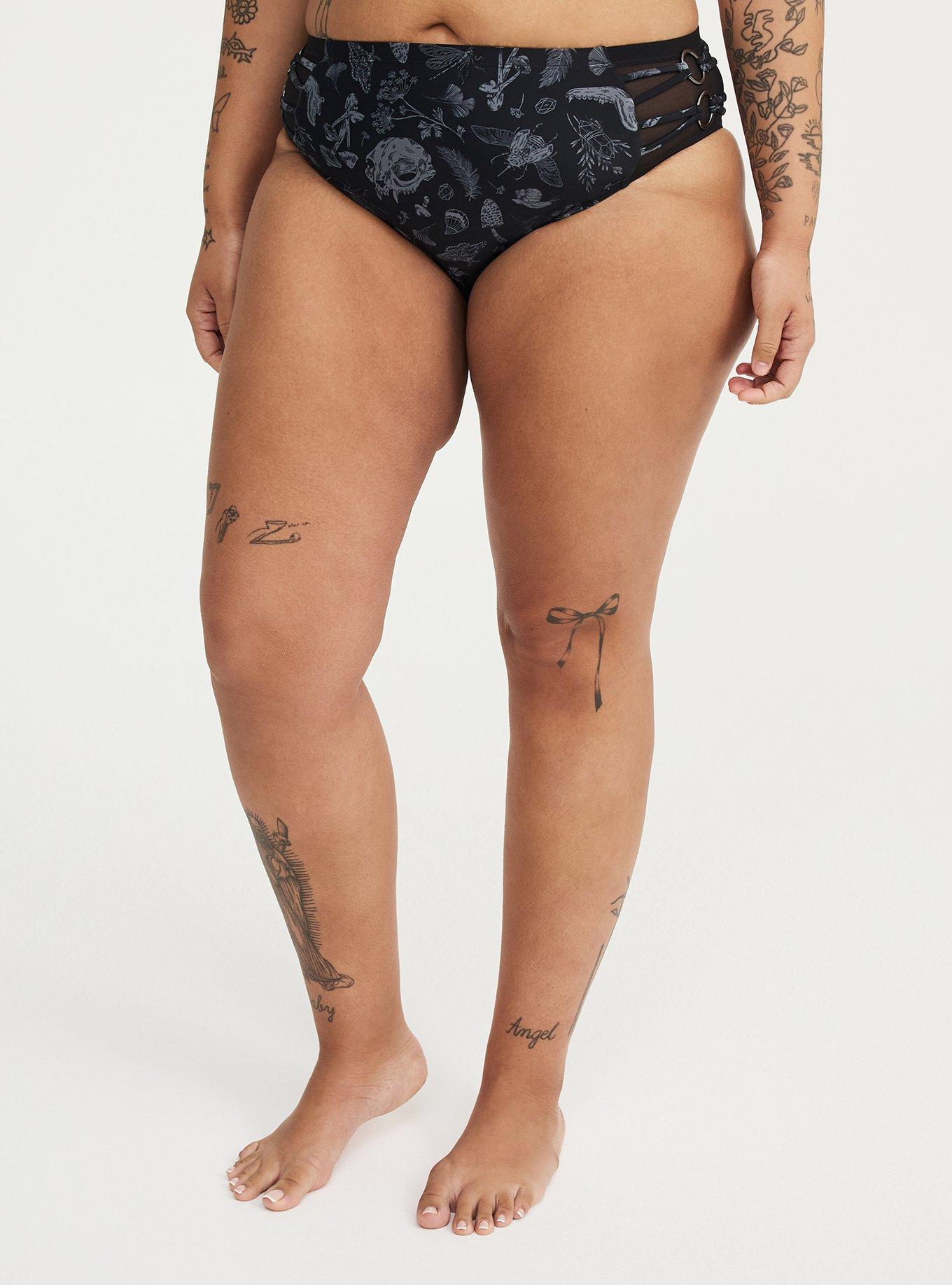 Nightfall Ring Cheeky Swim Bottom, REINCARNATE GARDEN BLACK, alternate