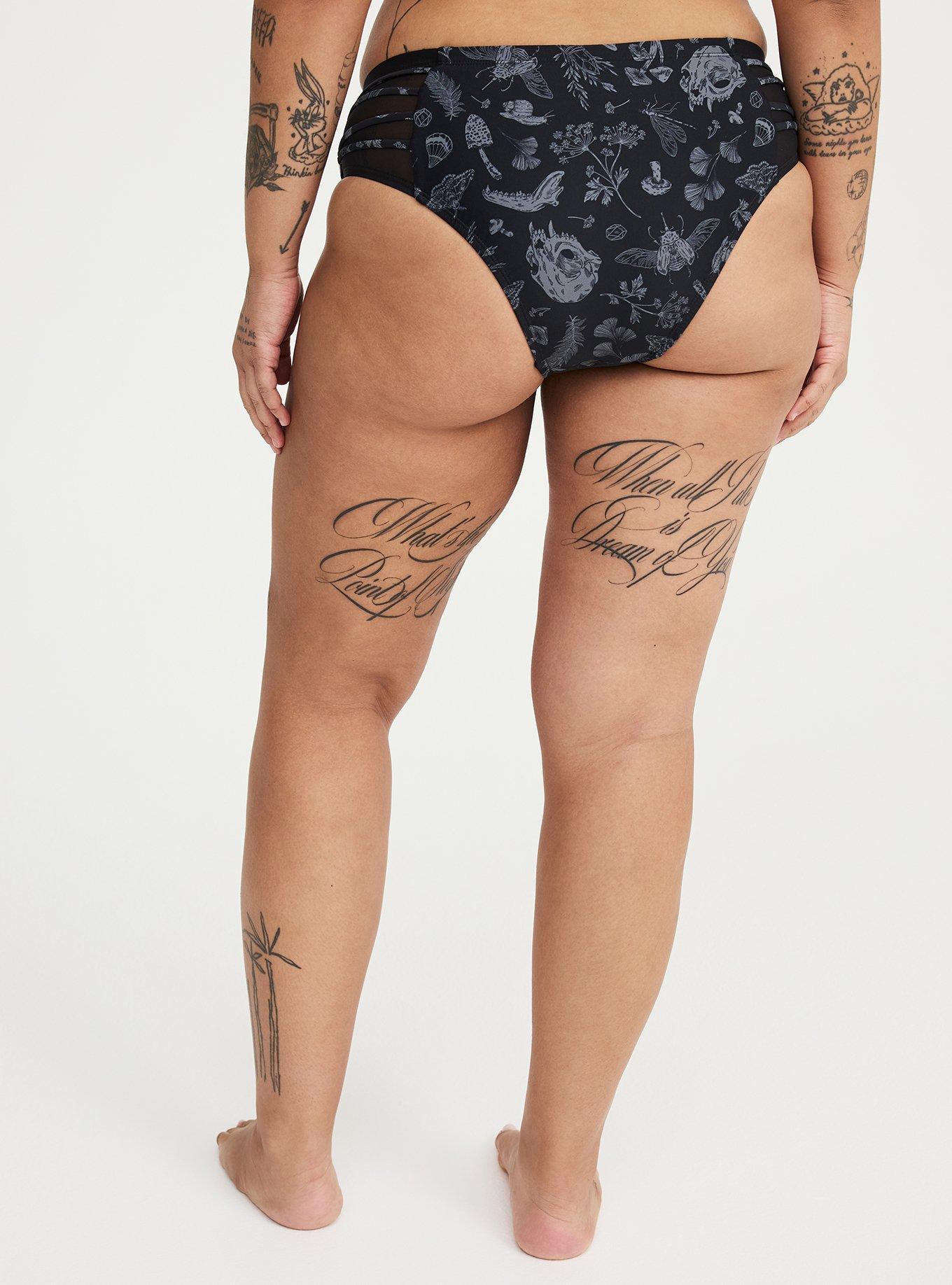 Nightfall Ring Cheeky Swim Bottom, REINCARNATE GARDEN BLACK, alternate