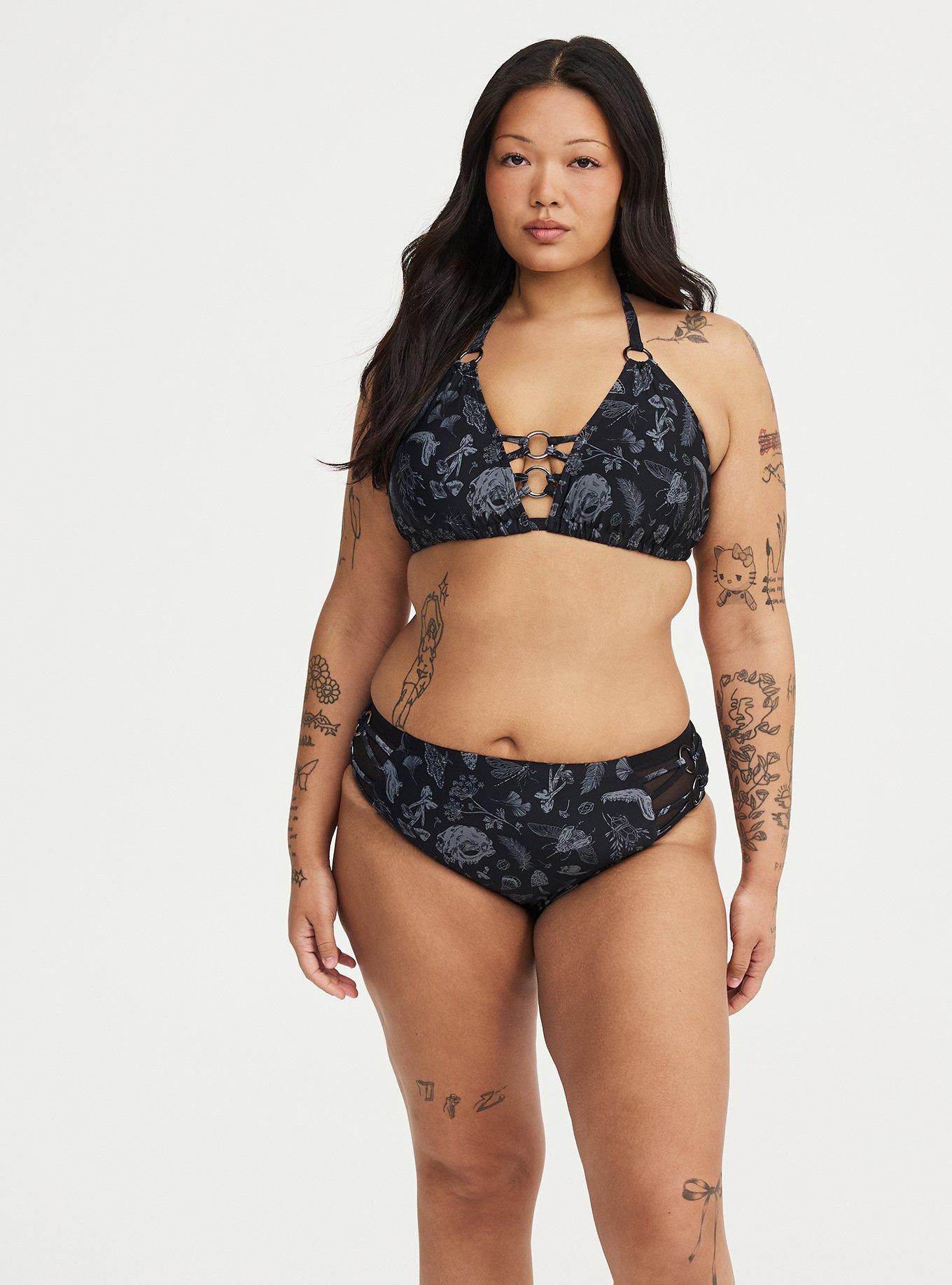 Nightfall Ring Cheeky Swim Bottom, REINCARNATE GARDEN BLACK, alternate