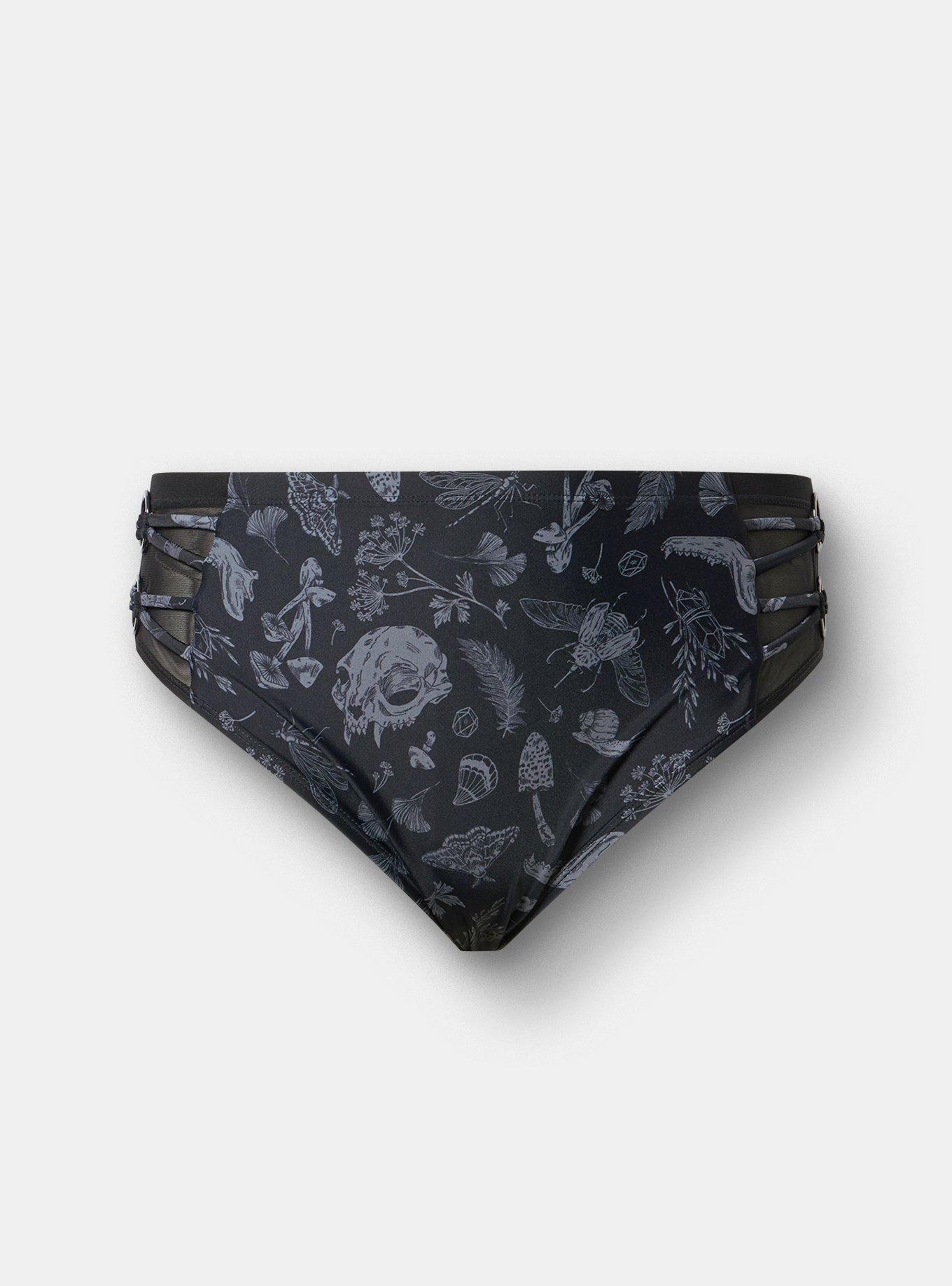Nightfall Ring Cheeky Swim Bottom, REINCARNATE GARDEN BLACK, hi-res