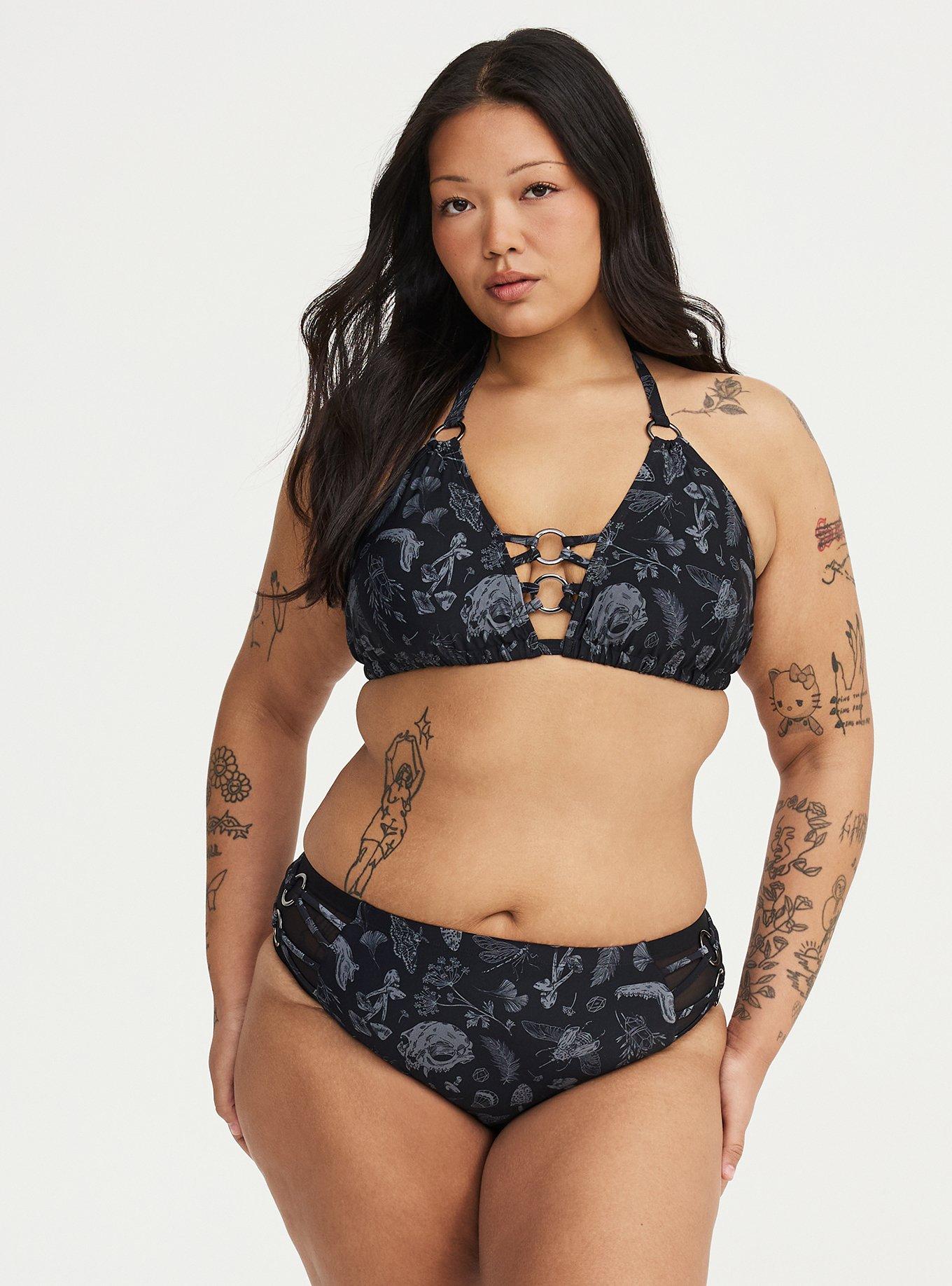 Nightfall Ring Cheeky Swim Bottom, REINCARNATE GARDEN BLACK, hi-res