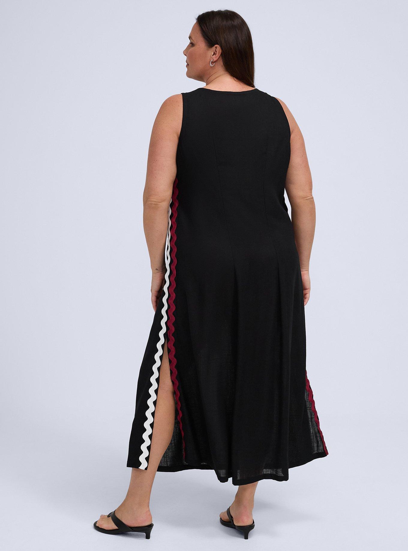 Plus Size Belle Isle Side Slit Maxi Dress, DEEP BLACK, alternate