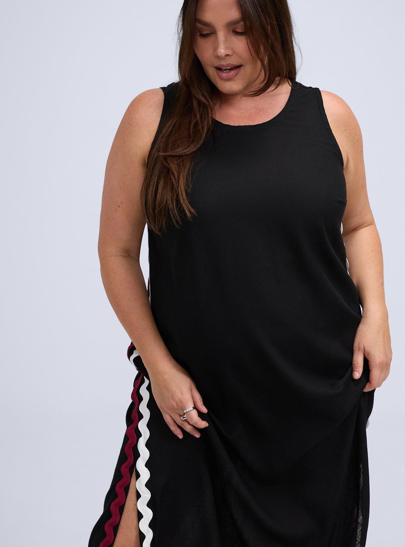 Plus Size Belle Isle Side Slit Maxi Dress, DEEP BLACK, alternate