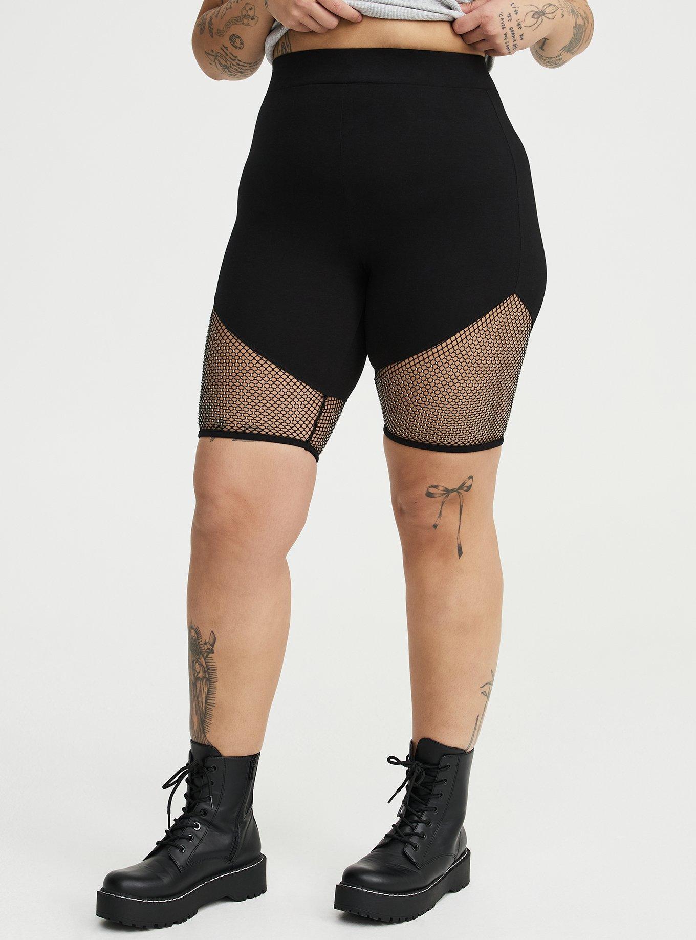 9'' Rhinestone Fishnet Bike Short, DEEP BLACK, alternate