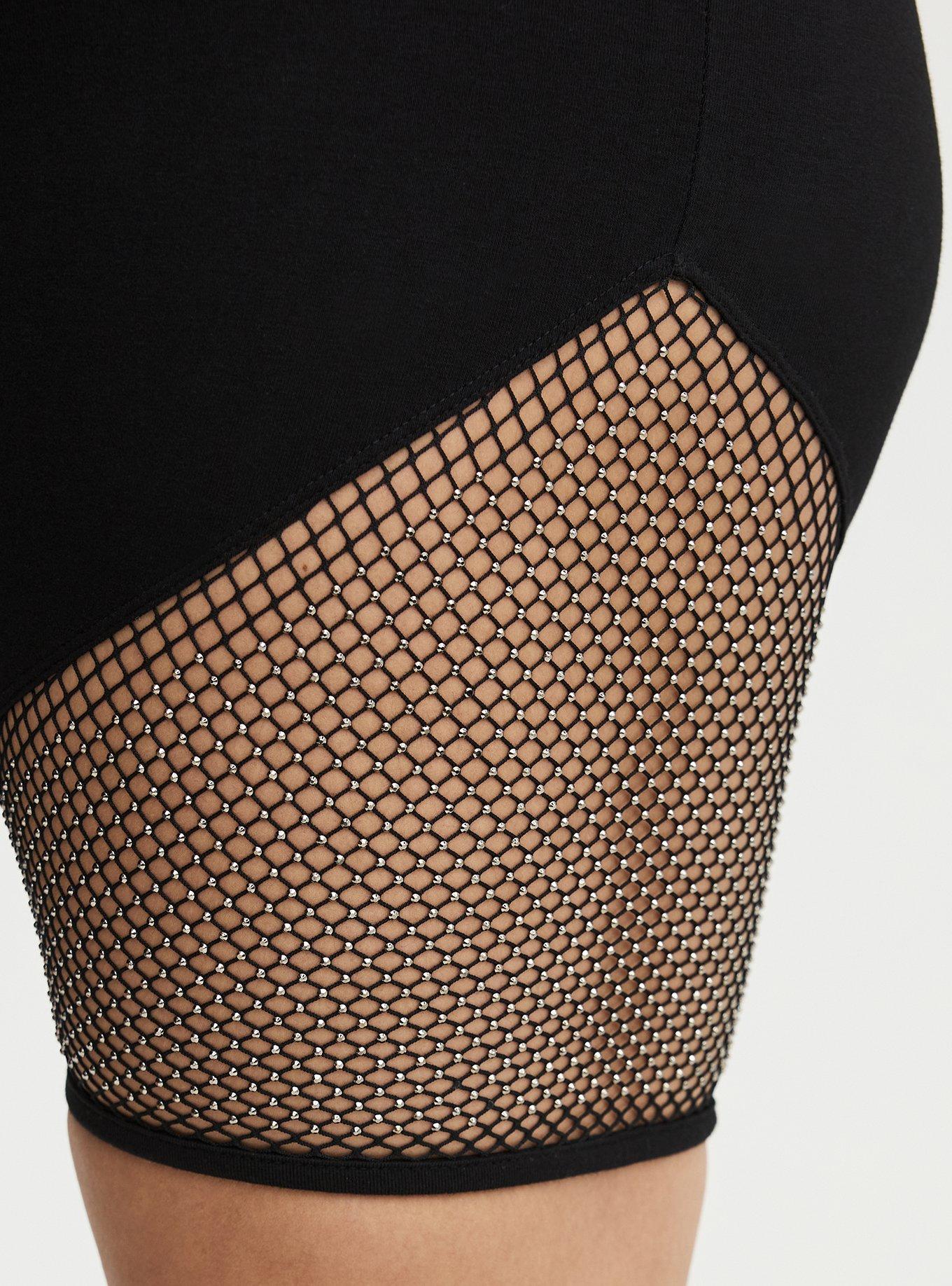 9'' Rhinestone Fishnet Bike Short, DEEP BLACK, alternate