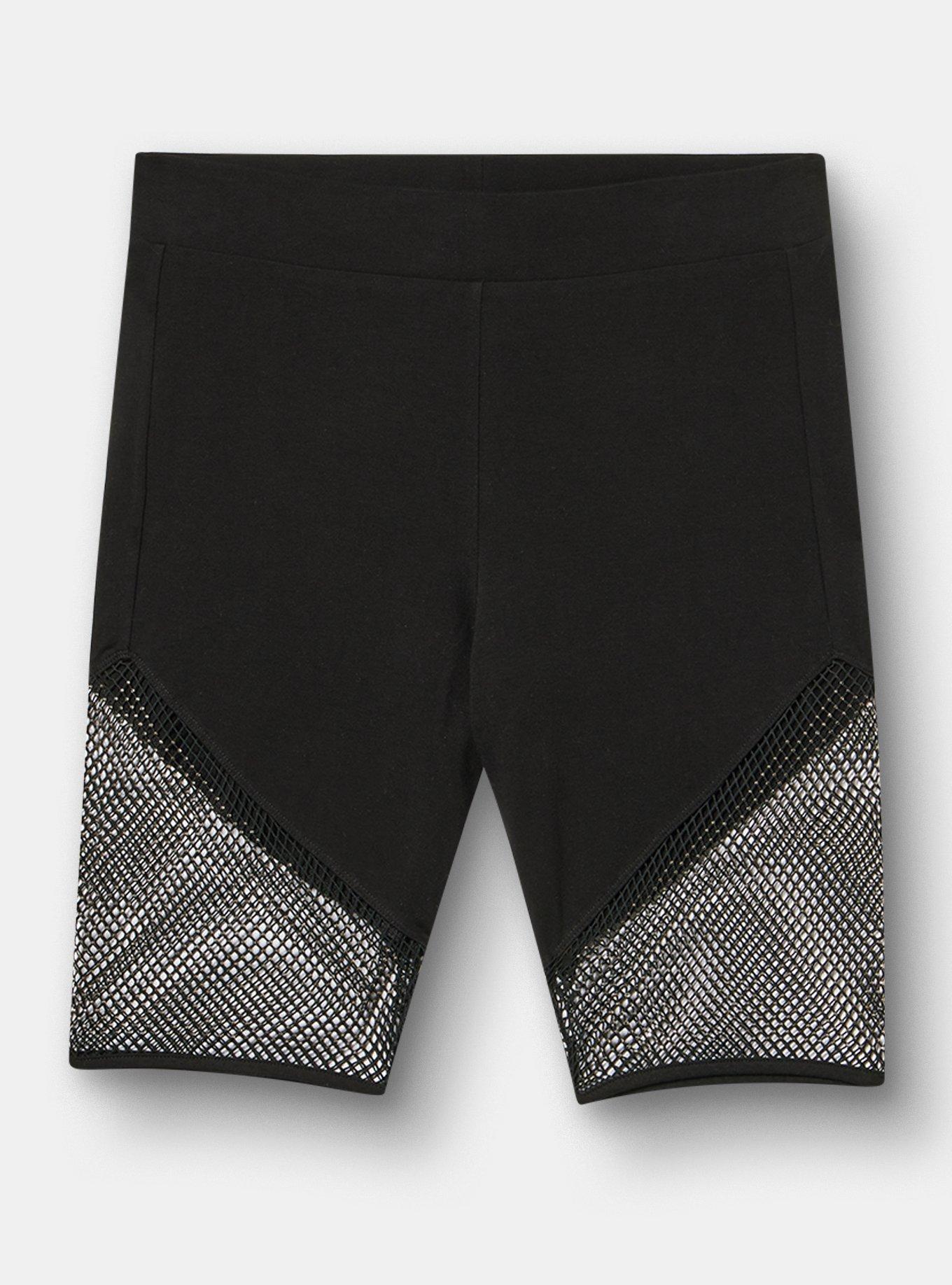 9'' Rhinestone Fishnet Bike Short, DEEP BLACK, hi-res