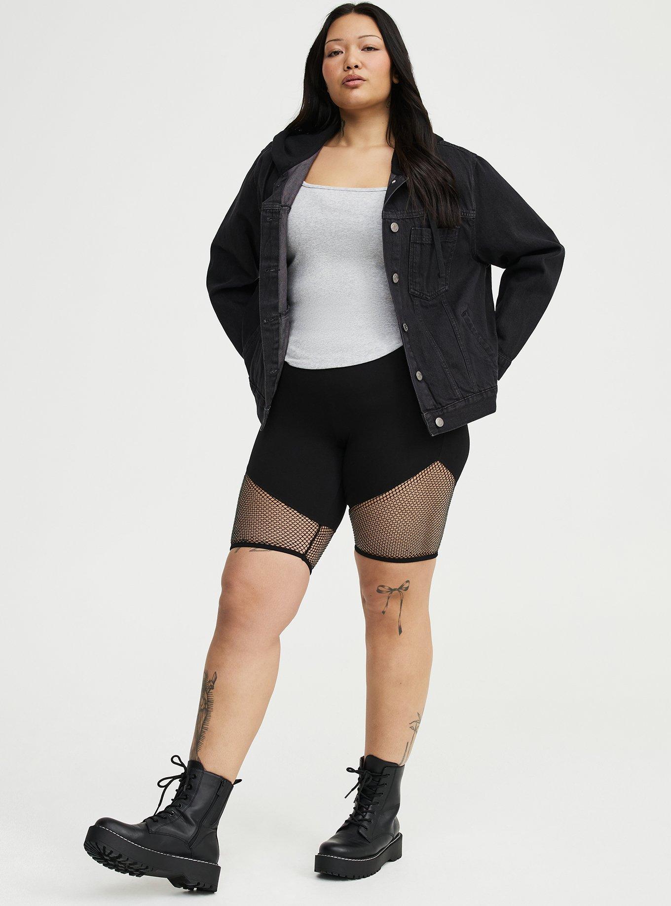 9'' Rhinestone Fishnet Bike Short, DEEP BLACK, hi-res