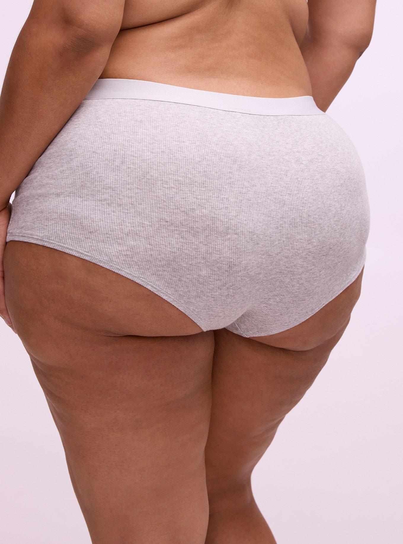 Cotton Rib Mid-Rise Boyshort Panty, LIGHTEST HEATHER GREY, alternate