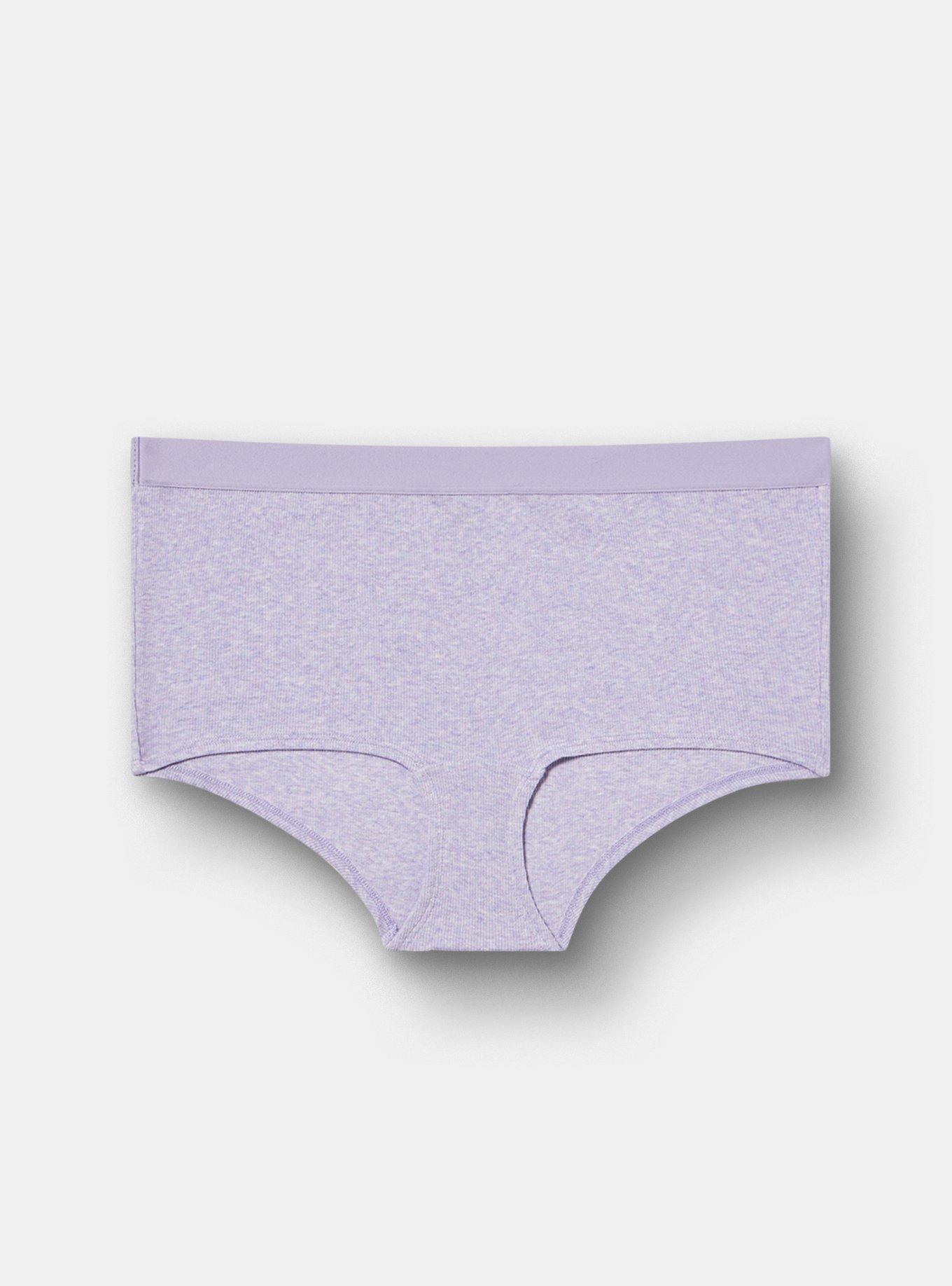 Cotton Rib Mid-Rise Boyshort Panty, HEIRLOOM LILAC HEATHER, hi-res