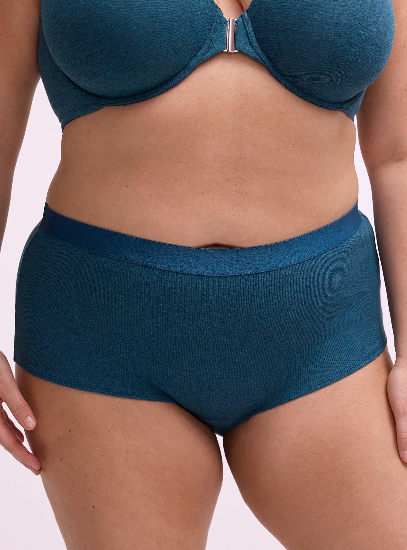 Cotton Rib Mid-Rise Boyshort Panty, LEGION BLUE TRUE HEATHER, alternate