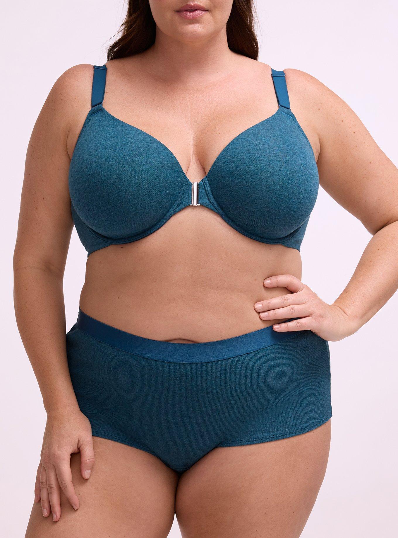 Cotton Rib Mid-Rise Boyshort Panty, LEGION BLUE TRUE HEATHER, alternate