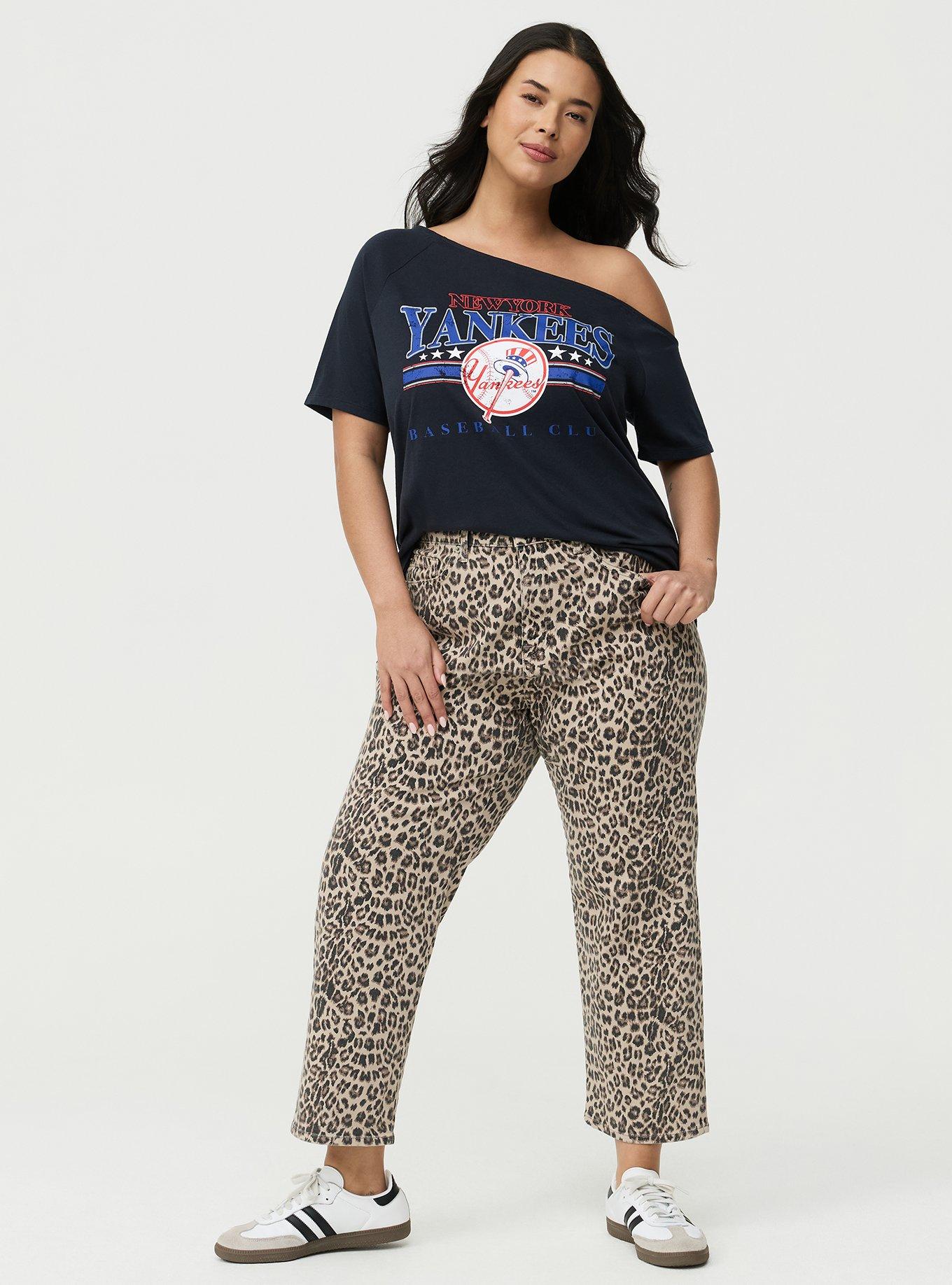 MLB New York Yankees Cotton Off-Shoulder Tee, NEW YORK YANKEES NAVY, alternate