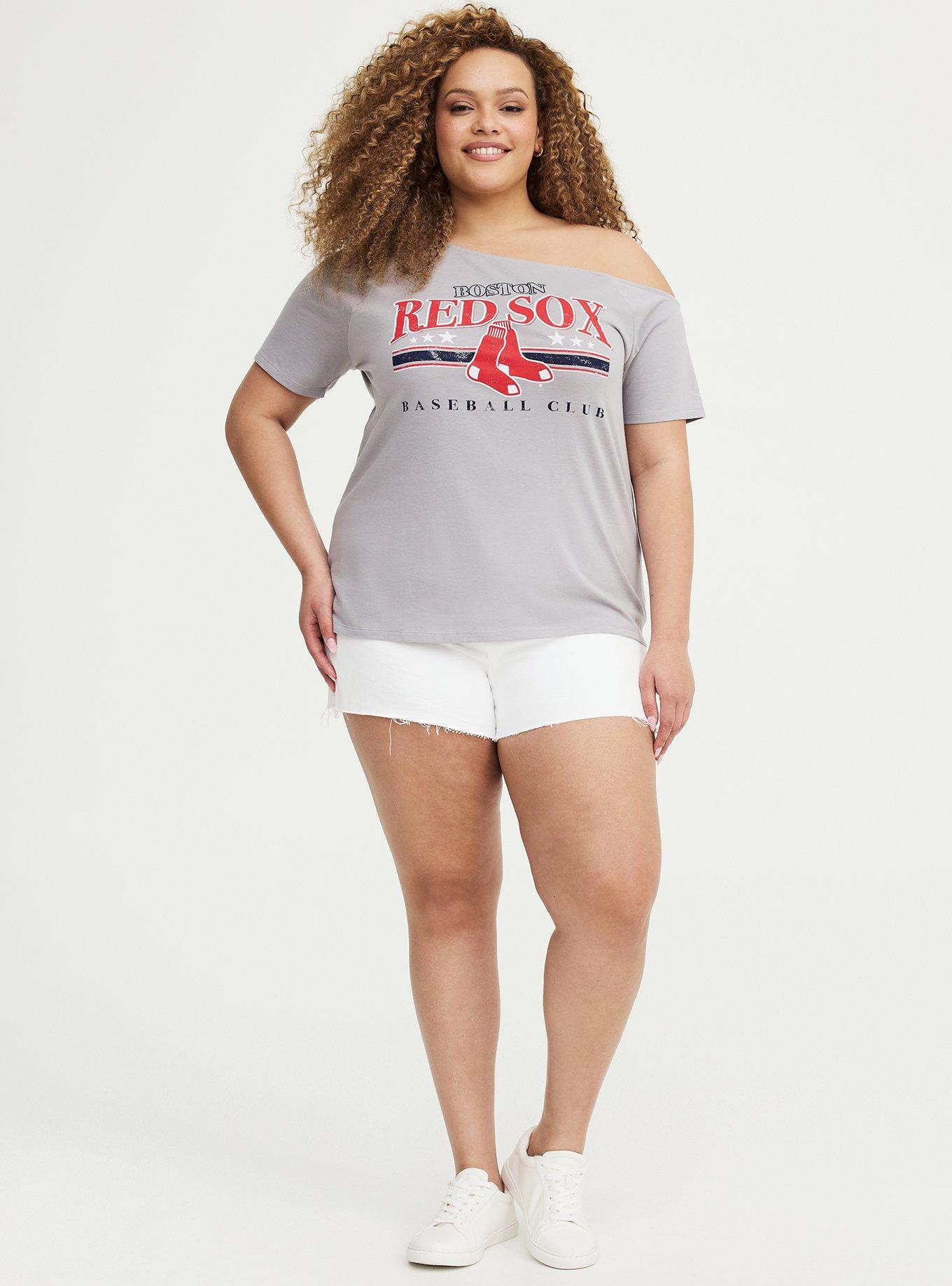 MLB Boston Red Sox Cotton Off-Shoulder Tee, BOSTON RED SOX GRAY, alternate