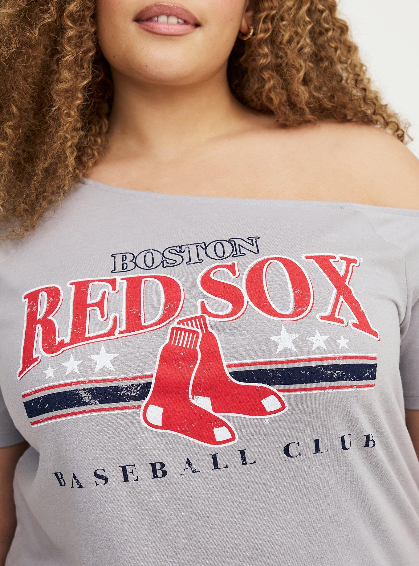 MLB Boston Red Sox Cotton Off-Shoulder Tee, BOSTON RED SOX GRAY, alternate