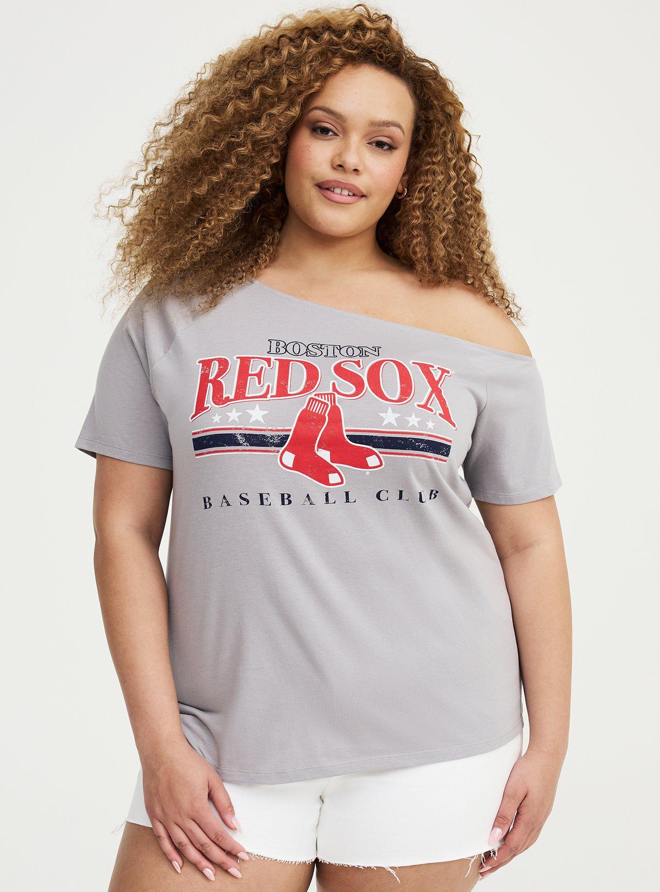 MLB Boston Red Sox Cotton Off-Shoulder Tee, BOSTON RED SOX GRAY, hi-res