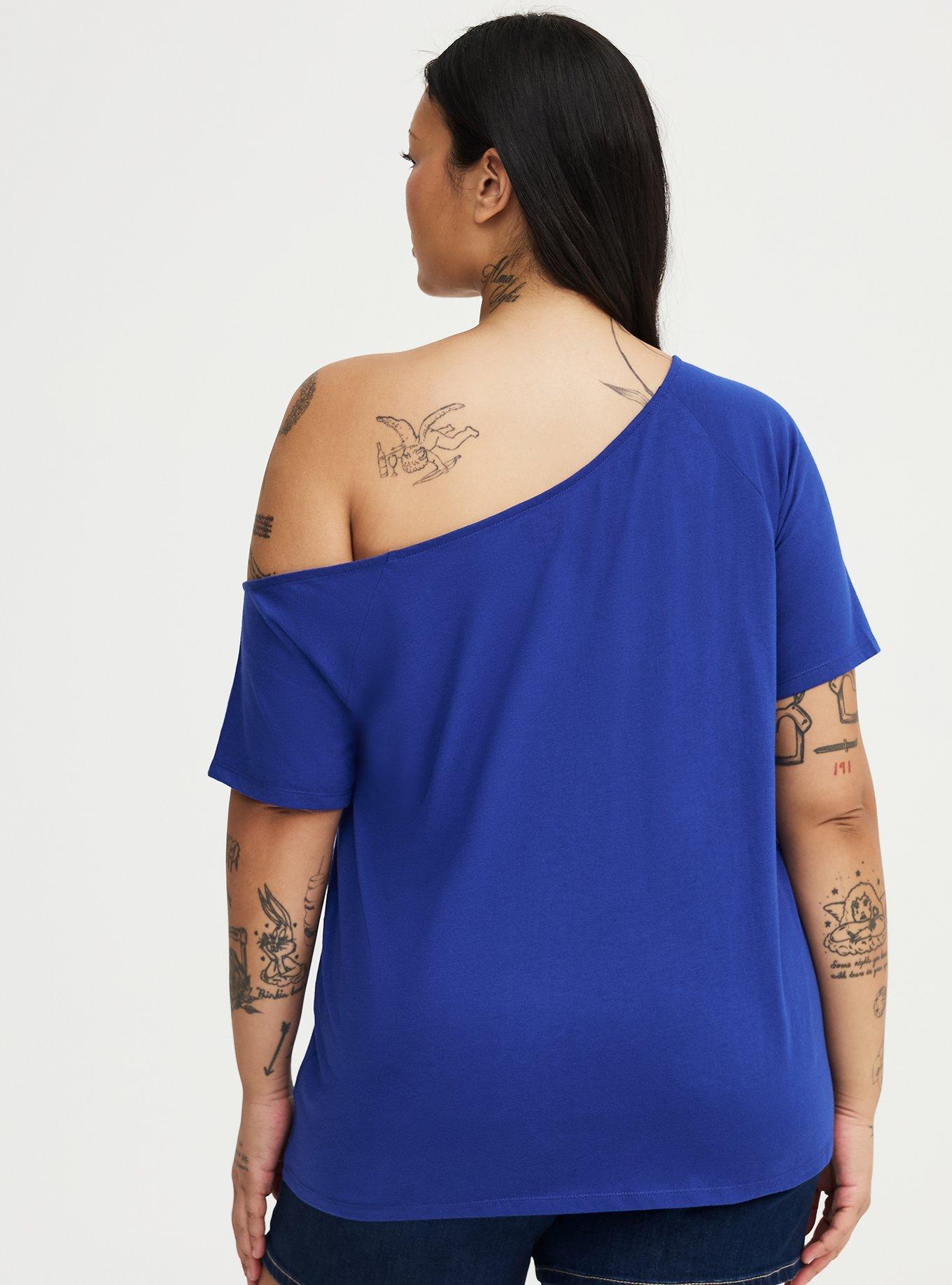 MLB Chicago Cubs Cotton Off-Shoulder Tee, CHICAGO CUBS LIGHT ROYAL, alternate