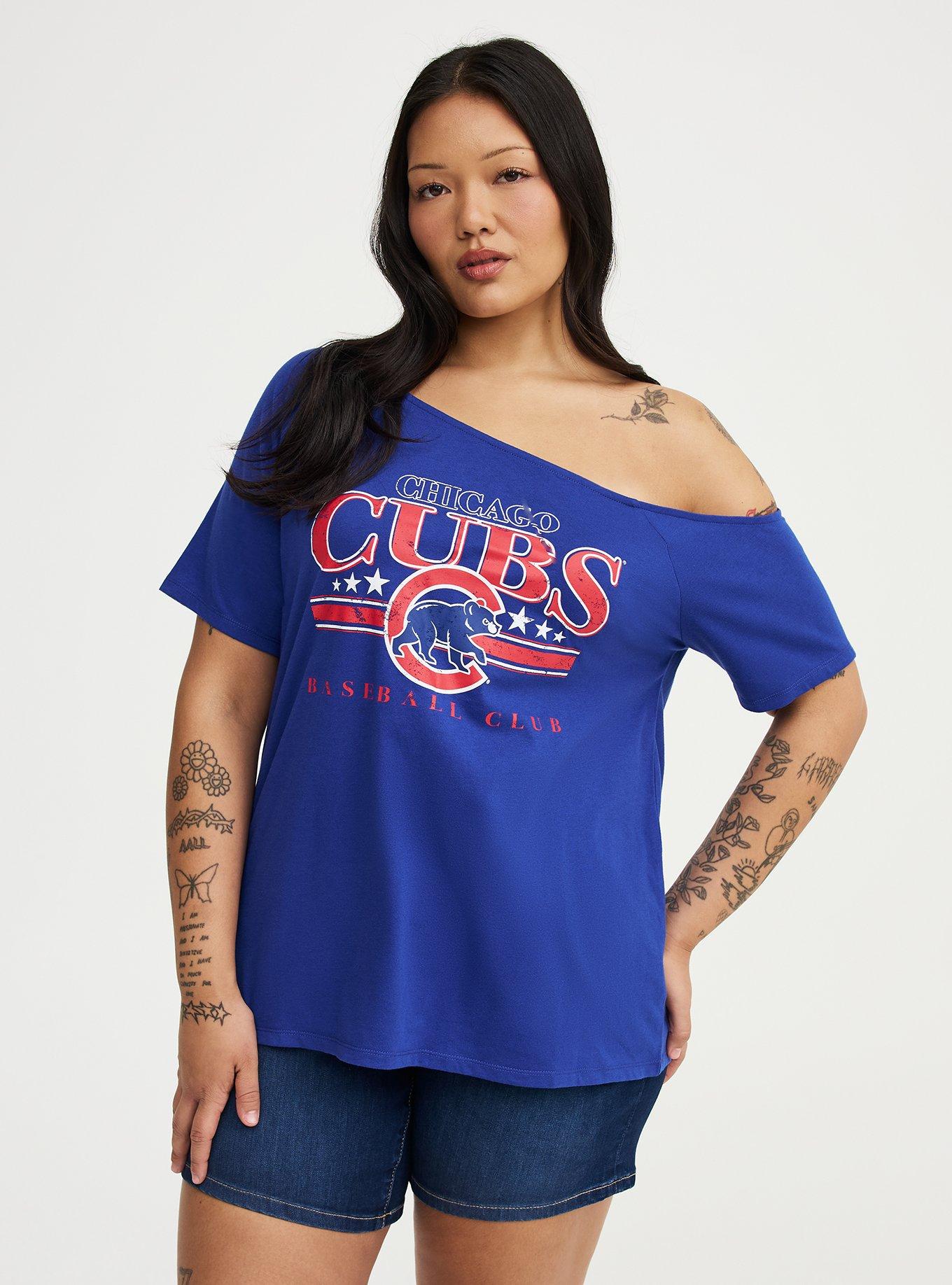 MLB Chicago Cubs Cotton Off-Shoulder Tee, CHICAGO CUBS LIGHT ROYAL, hi-res