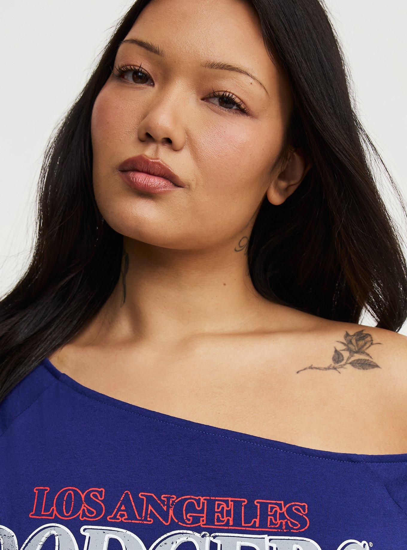 MLB Los Angeles Dodgers Cotton Off-Shoulder Tee, LOS ANGELES DODGERS DARK ROYAL, alternate