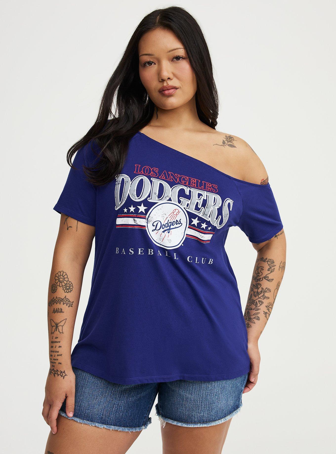 MLB Los Angeles Dodgers Cotton Off-Shoulder Tee, LOS ANGELES DODGERS DARK ROYAL, hi-res