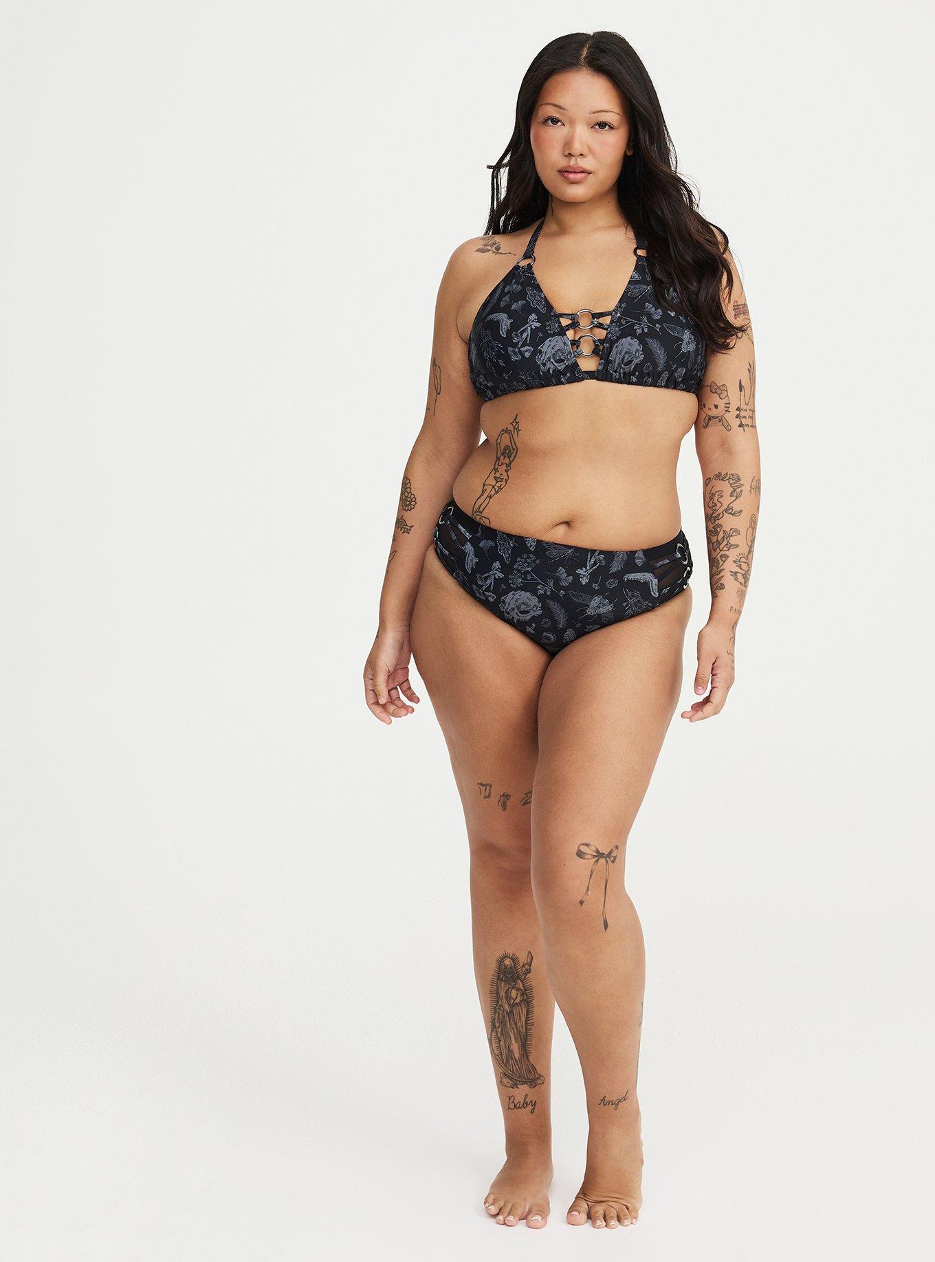 Nightfall Ring String Bikini Top, REINCARNATE GARDEN BLACK, alternate