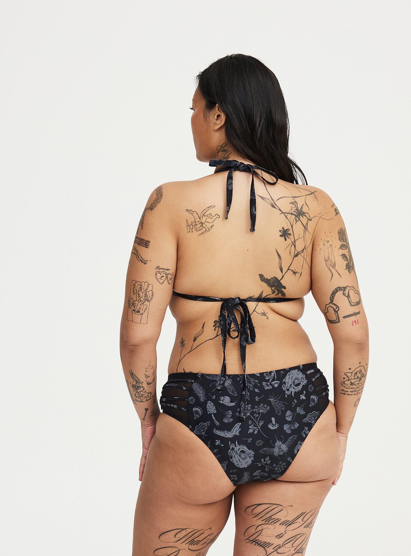 Nightfall Ring String Bikini Top, REINCARNATE GARDEN BLACK, alternate