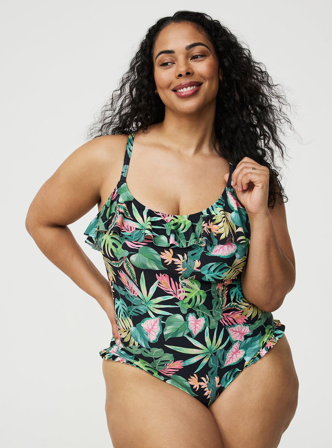 Wireless Ruffle One-Piece Swimsuit
